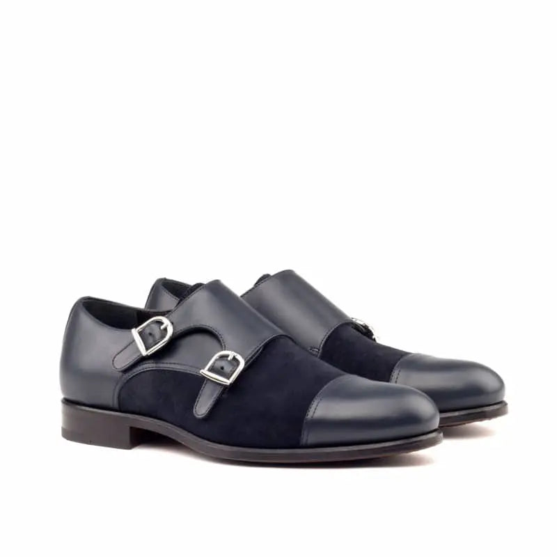 Vellano Christopher Cap Toe Navy Suede Monk