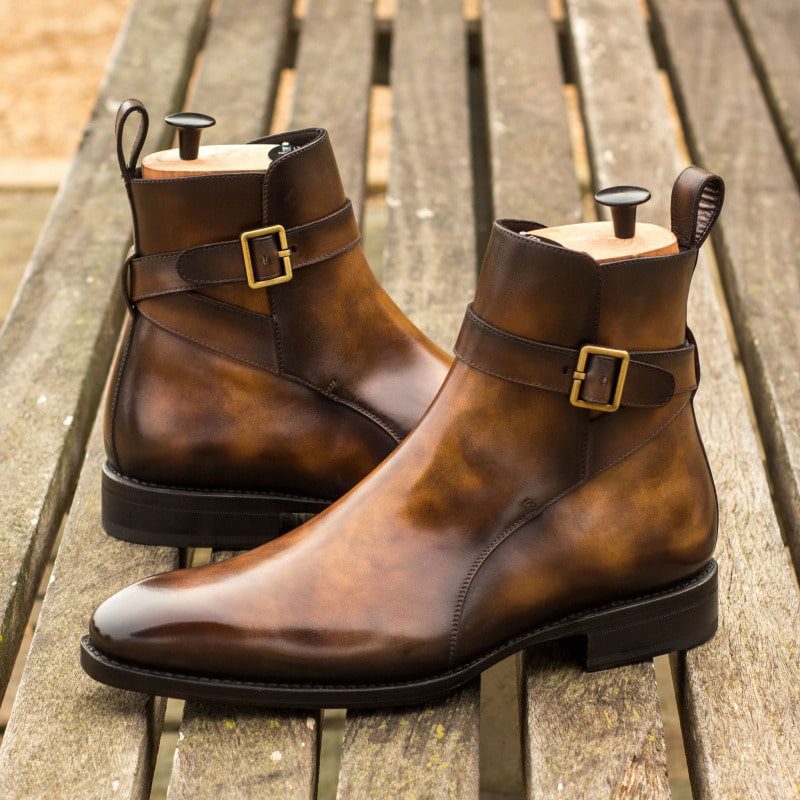 Vellano Cognac Marble Leather Jodhpuri Boot