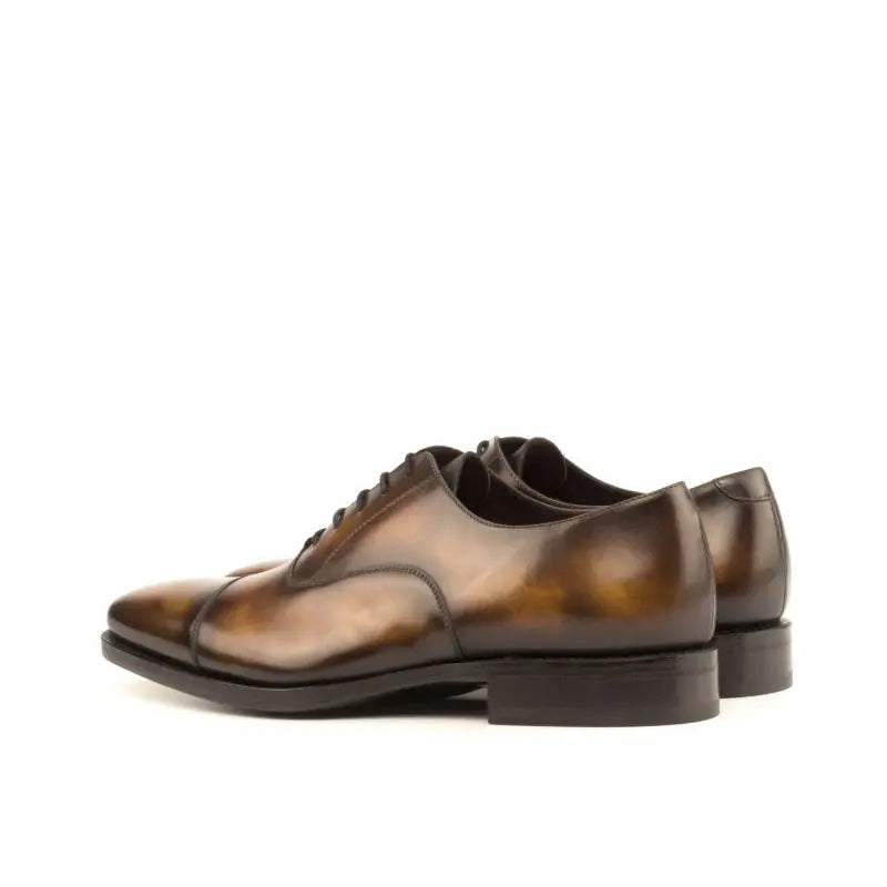 Vellano Handpainted Earth Brown Texture Leather Oxford Shoes