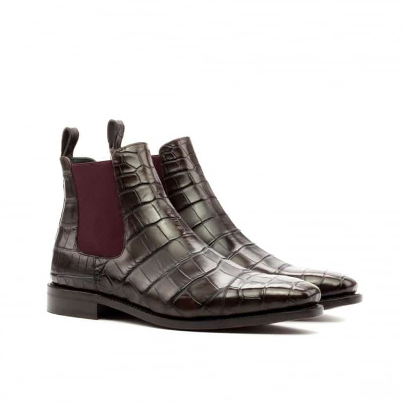 Vellano Exotic Brown Croco Leather Chelsea Boot