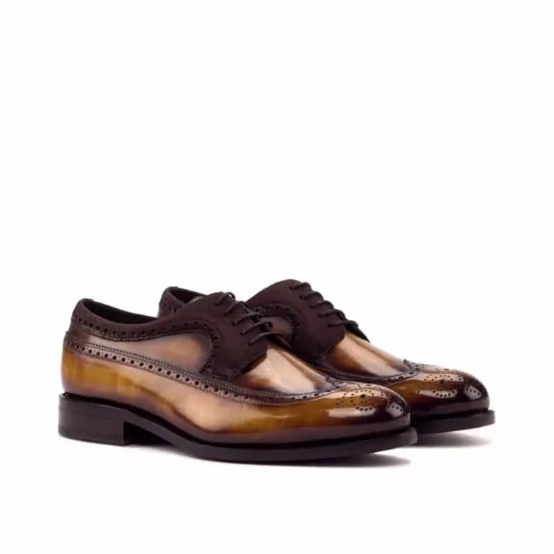 Vellano Cognac Suede Strap Longwing Brogue