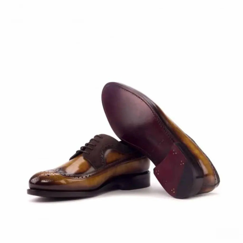 Vellano Cognac Suede Strap Longwing Brogue