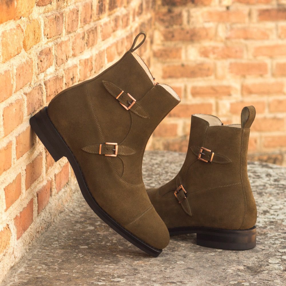 Vellano Olive Suede Octavian Buckle Boot