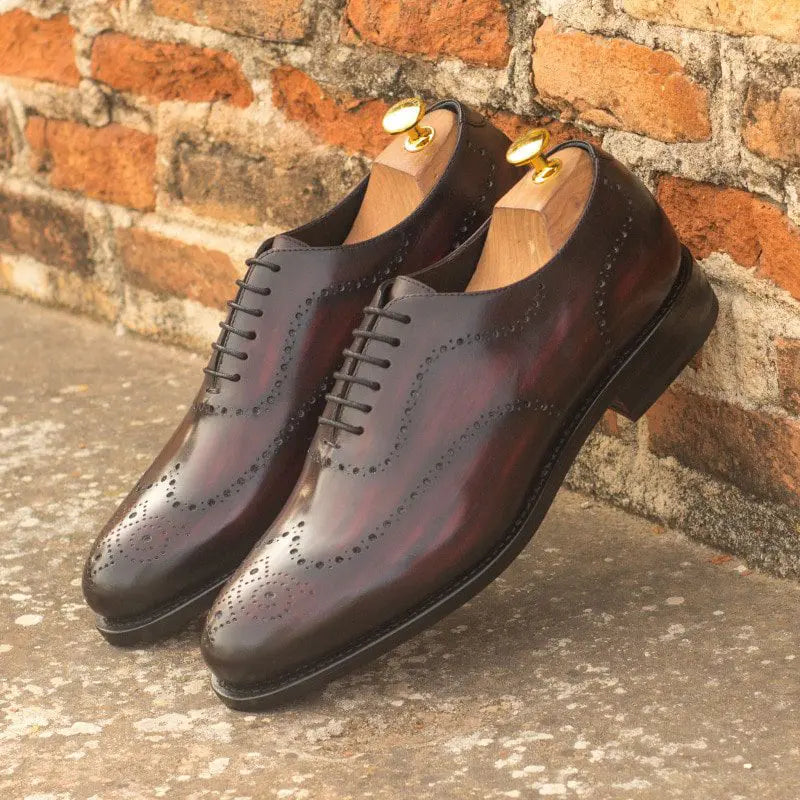 Vellano Burgundy Black Brogue Wholecut Derby Shoe