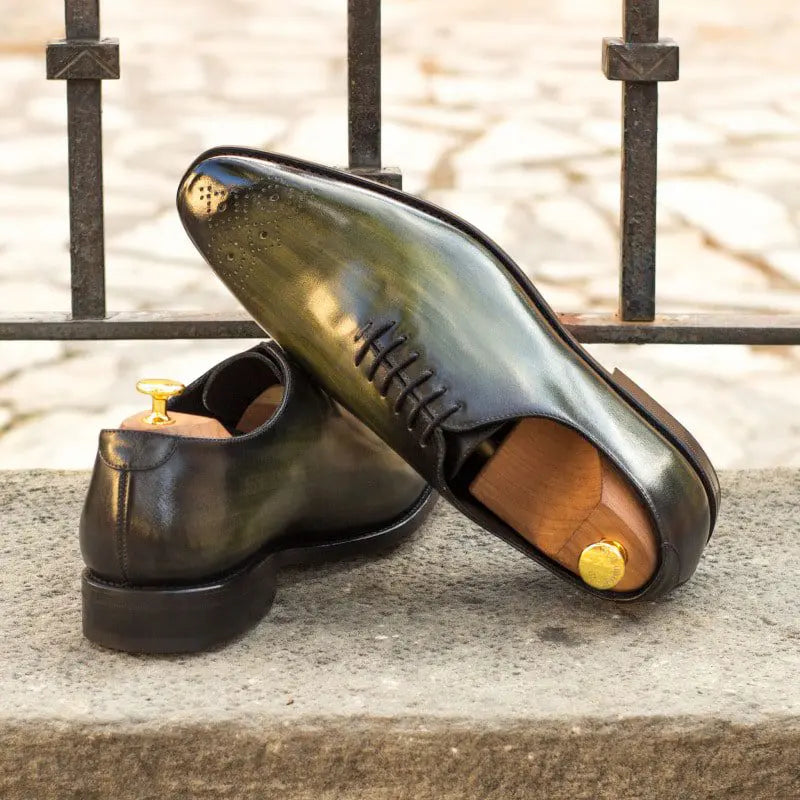 Vellano Premium Greenish Wood Black Wholecut Derby