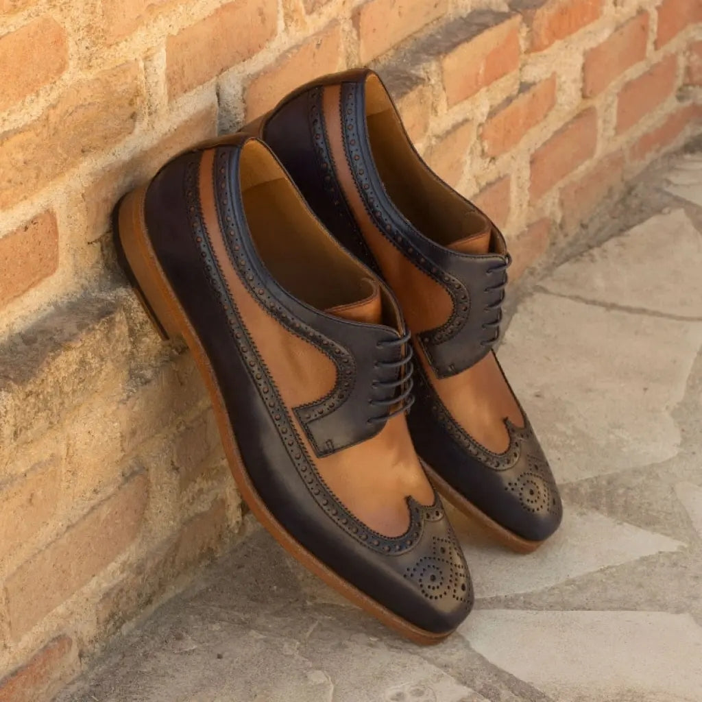Vellano Longwing Brogue Shoe – Royal Black Tan