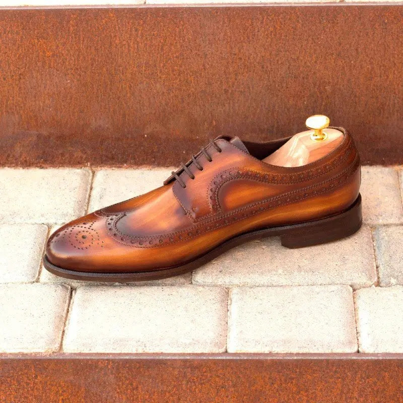 Vellano Cognac Longwing Brogue Shoe