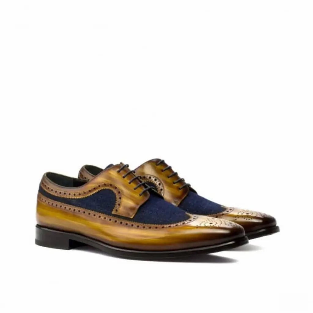 Vellano Tan Blue Longwing Brogue Shoe