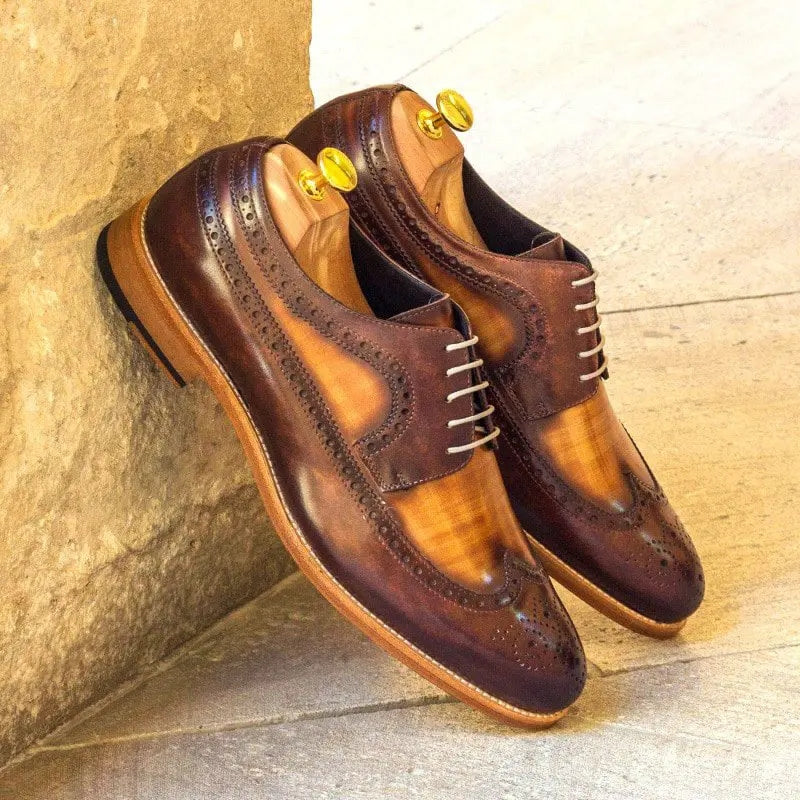 Vellano Brown Tan Wood Shade Brogue Shoe