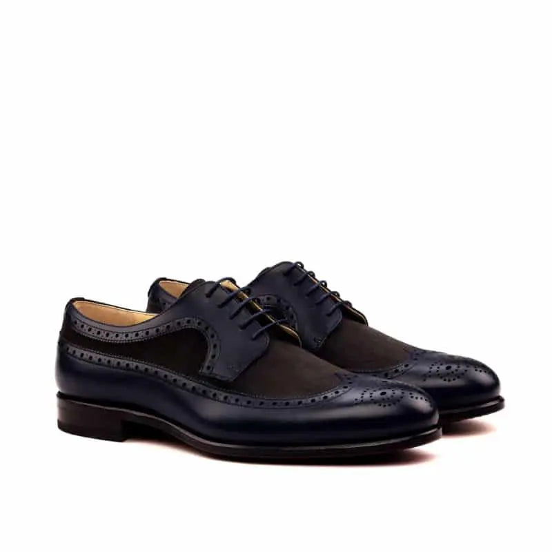 Vellano Black Suede Longwing Brogue Shoe