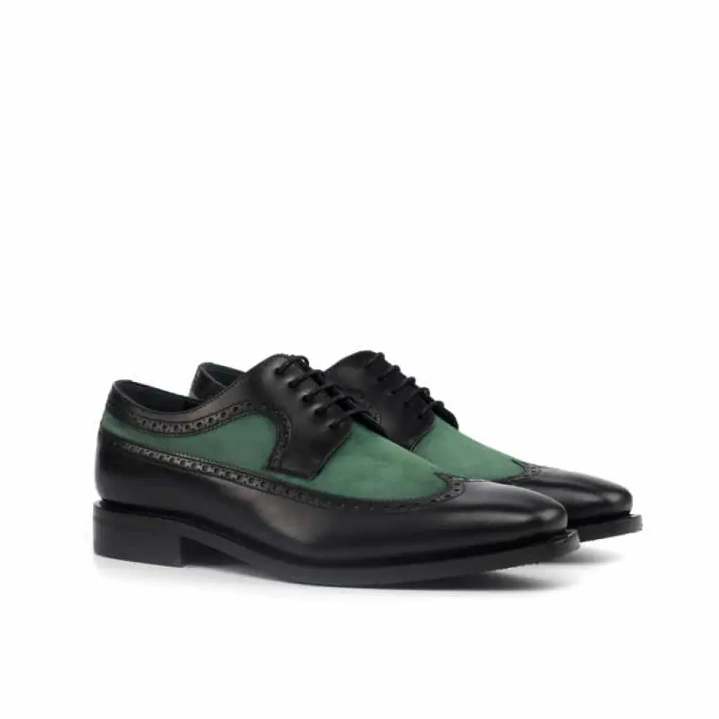 Vellano Hemsworth Long-Wing Brogue Shoe – Black & Green