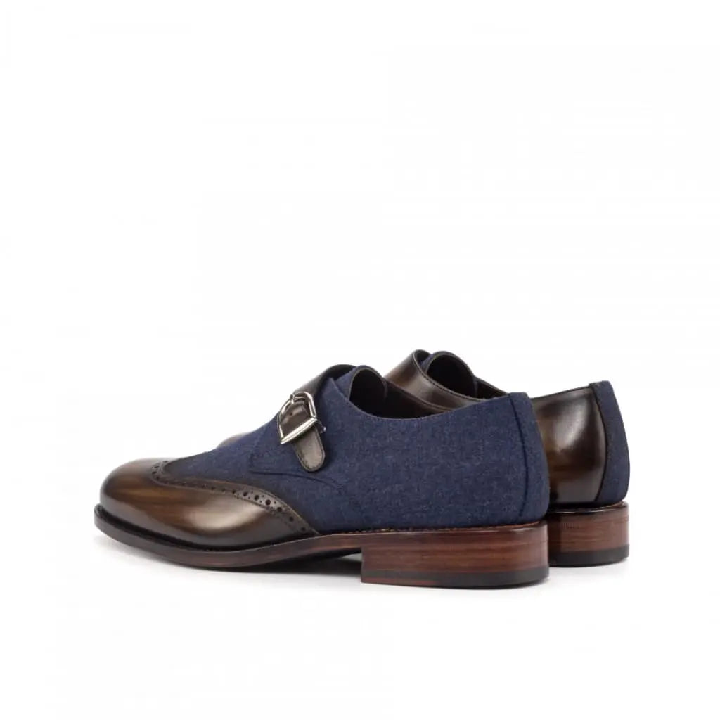 Vellano Christopher Navy Wingtip Strap Monk