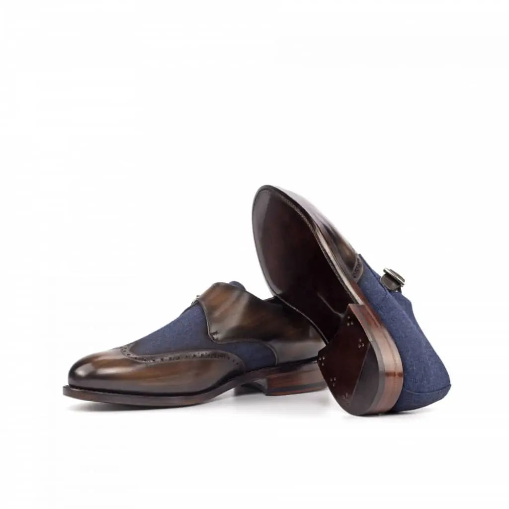 Vellano Christopher Navy Wingtip Strap Monk