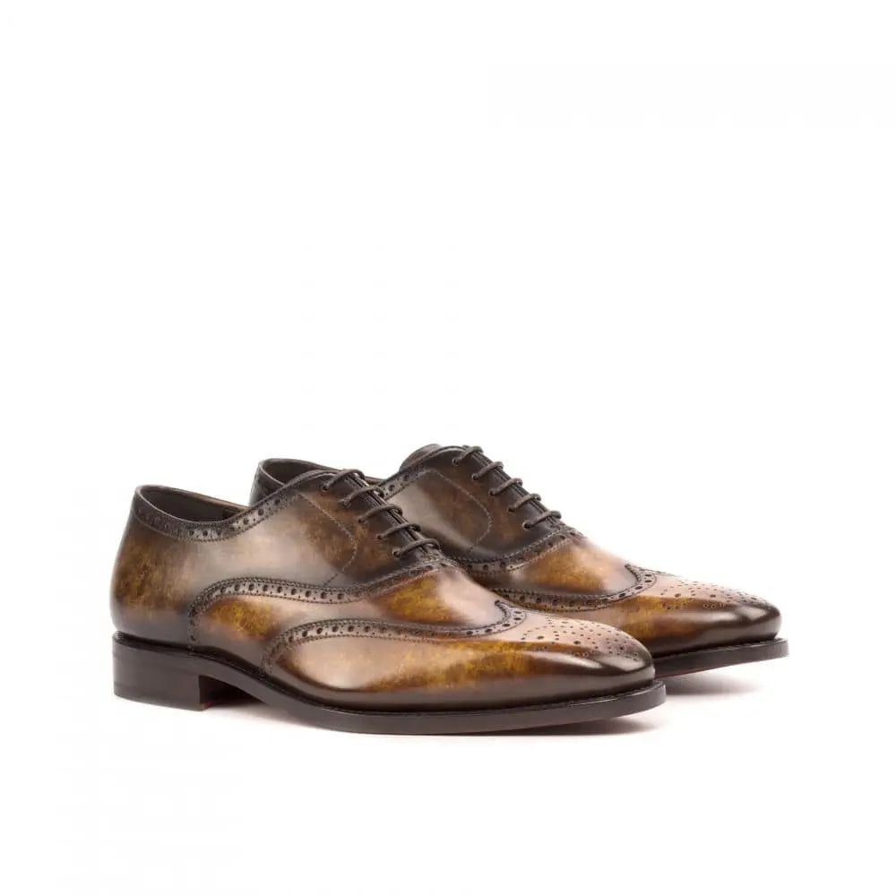 Vellano Earth Brown Texture Full Brogue Shoe