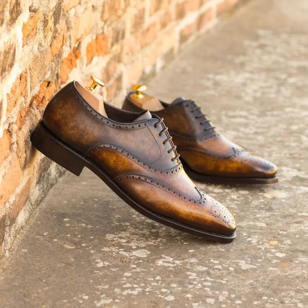 Vellano Earth Brown Texture Full Brogue Shoe