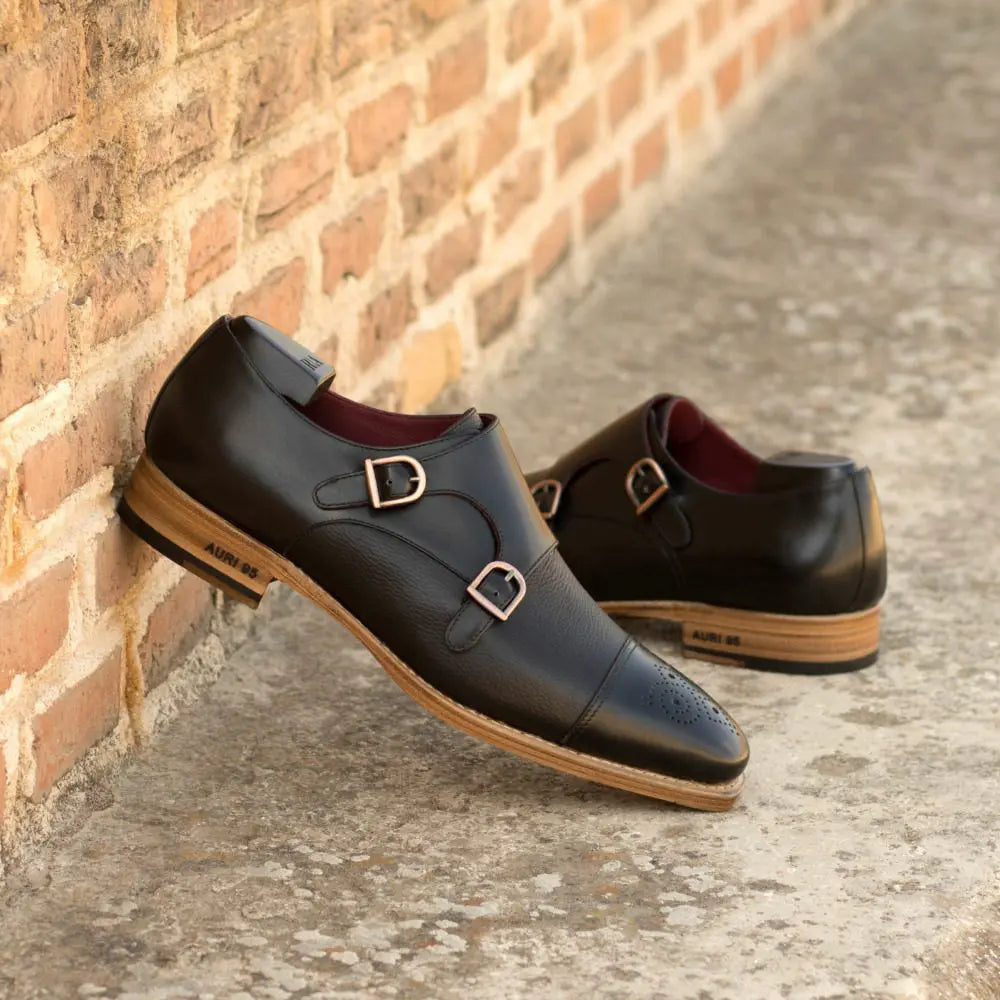 Vellano Carter Black Brogue Strap Monk