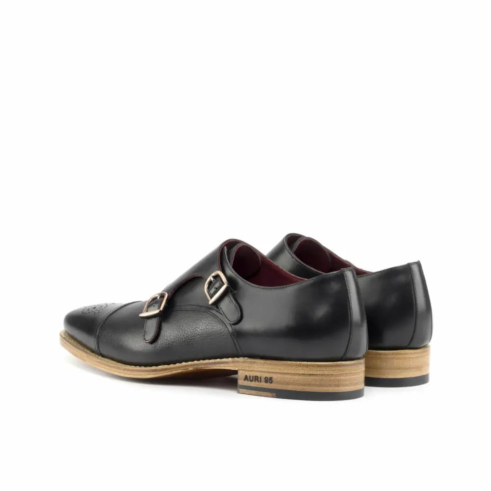 Vellano Carter Black Brogue Strap Monk