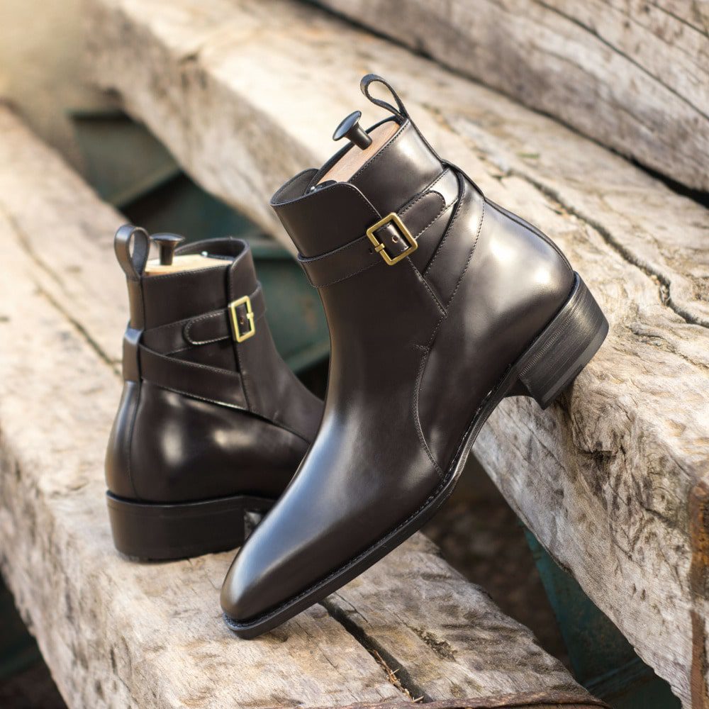 Vellano Dapper Black Leather Jodhpuri Boot