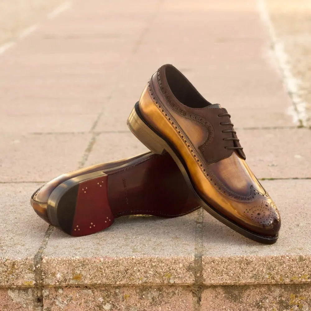 Vellano Cognac Suede Strap Longwing Brogue