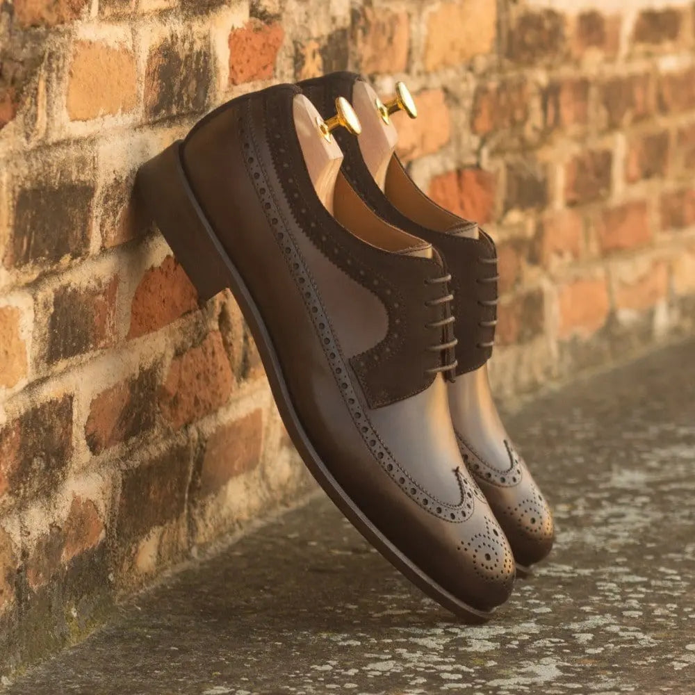 Vellano Leather Suede Strap Brogue Shoe – Brown