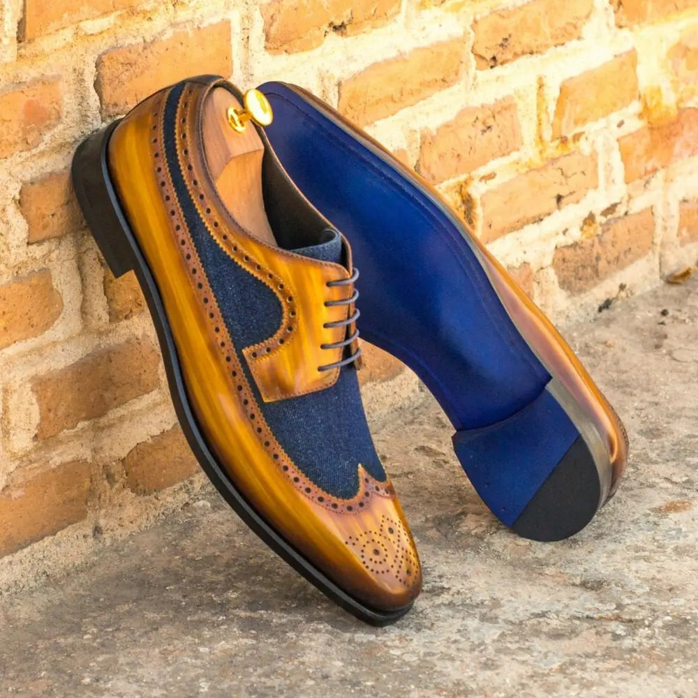 Vellano Tan Blue Longwing Brogue Shoe