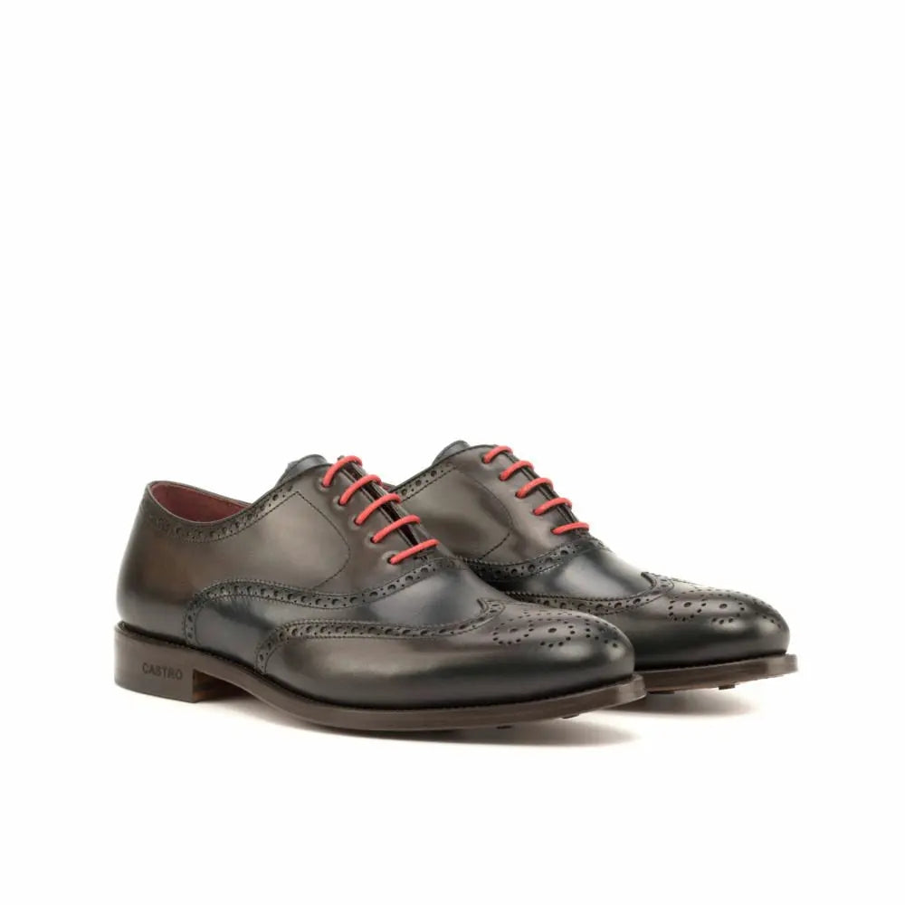 Vellano Coffee Wingtip Black Brogue Shoe