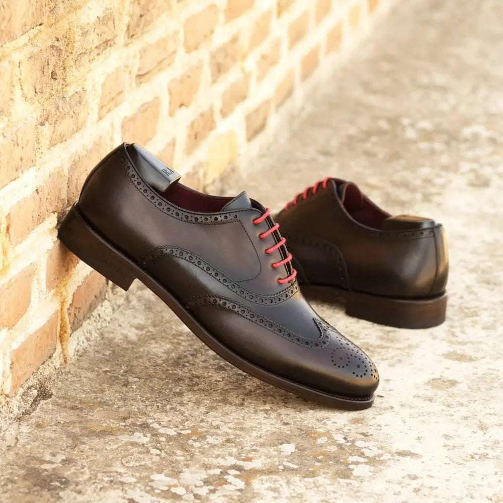 Vellano Coffee Wingtip Black Brogue Shoe
