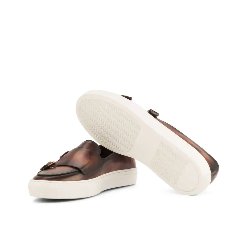 Vellano Alexander Cognac Earth Brown Texture Monk Strap Sneaker