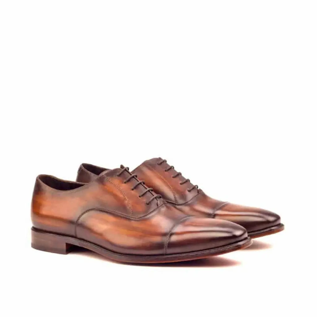 Vellano Cognac Flat Toe Oxford Shoes