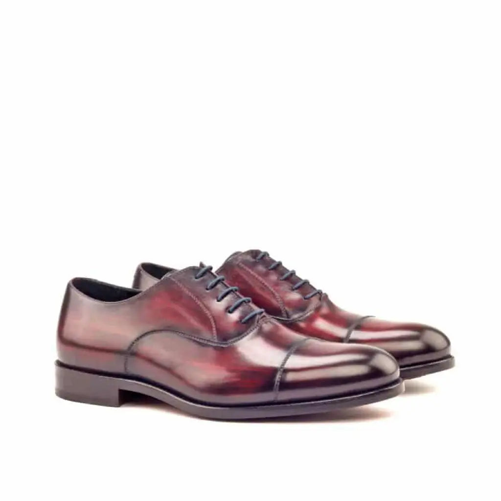 Vellano Burgundy Handpainted Wood Texture Oxford Shoes