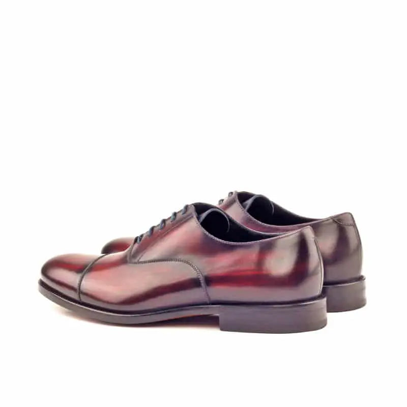 Vellano Burgundy Handpainted Wood Texture Oxford Shoes