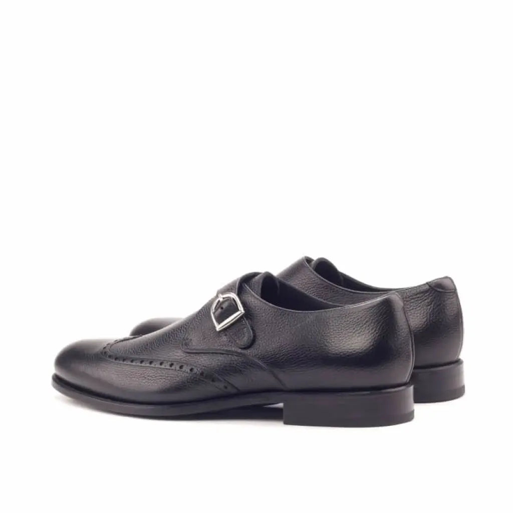 Vellano Derek Full Black Milled Brogue Strap Monk