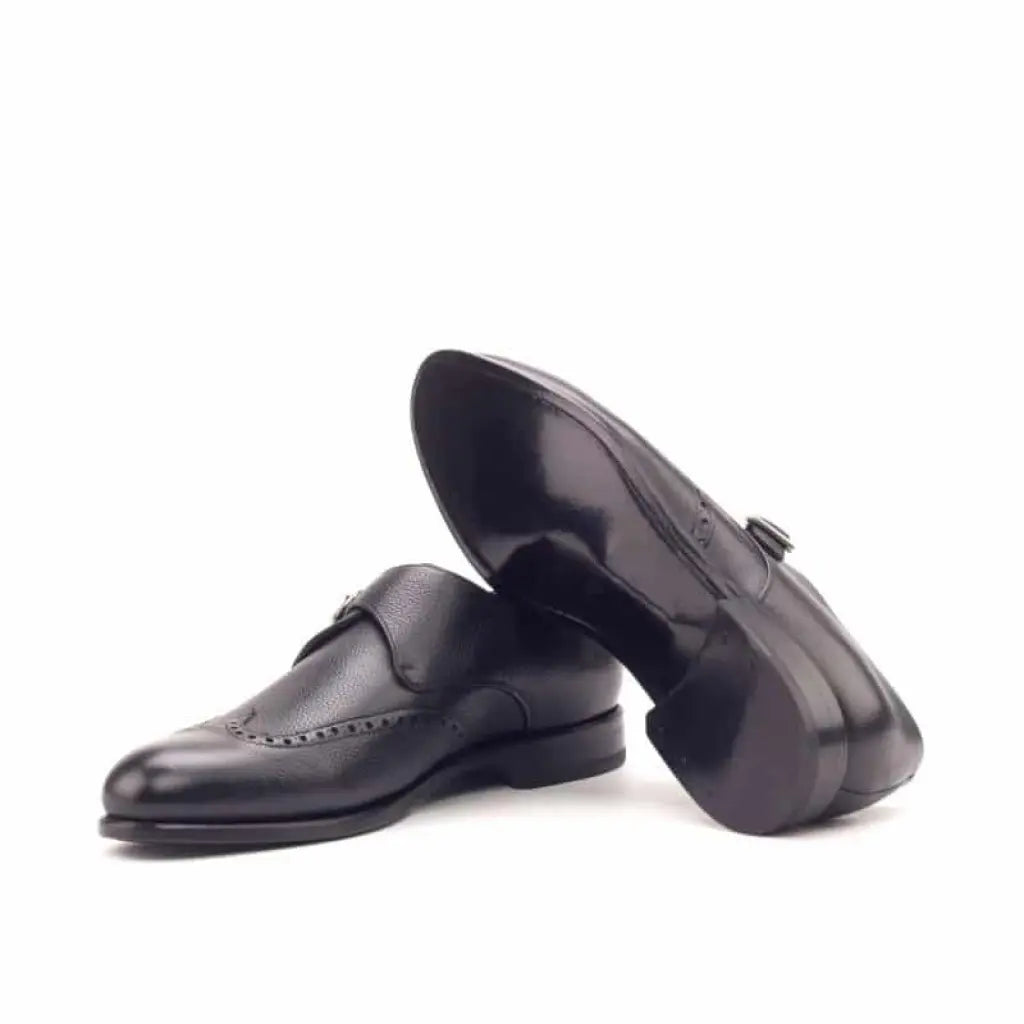 Vellano Derek Full Black Milled Brogue Strap Monk