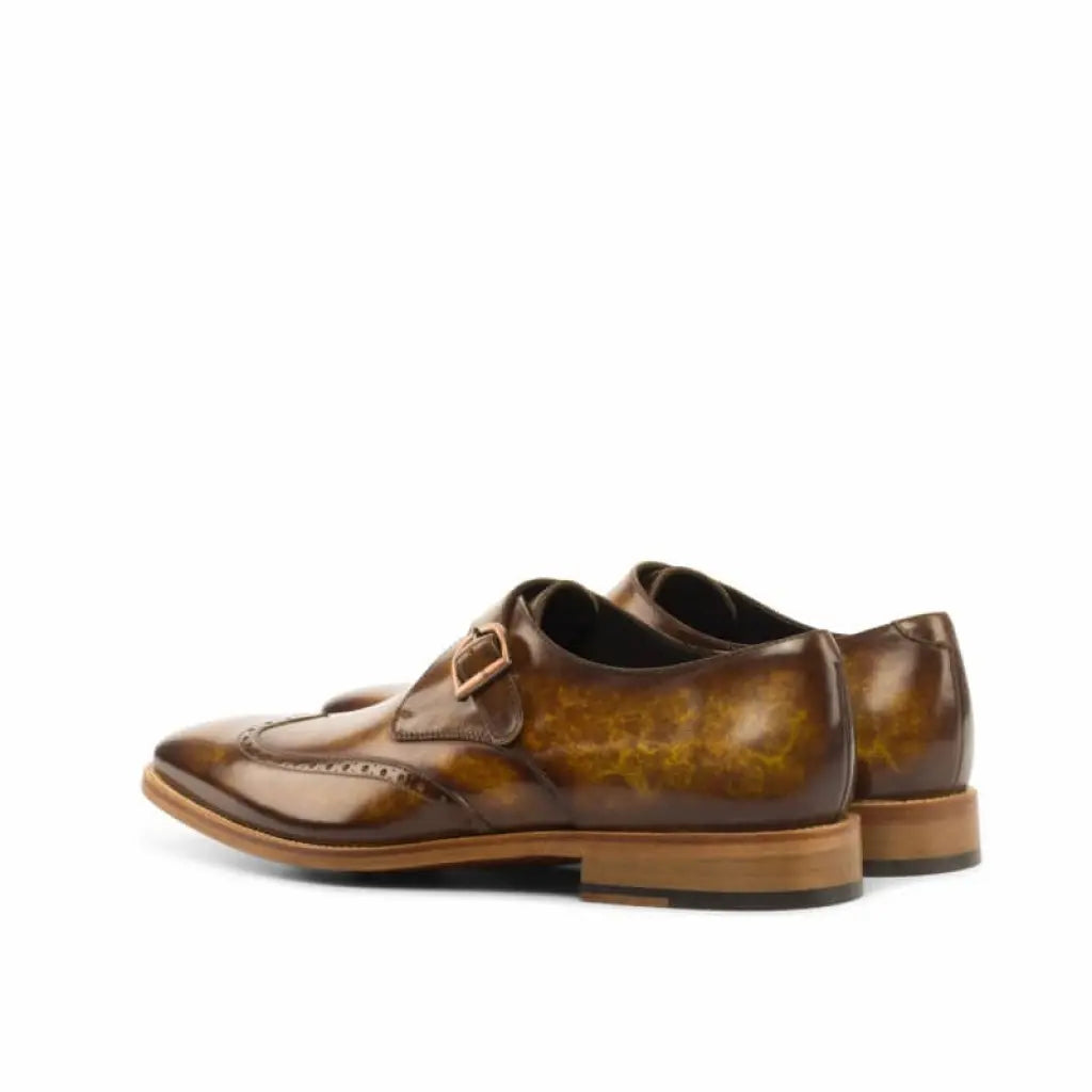 Vellano Earth Brown Texture Tan Single Strap Monk