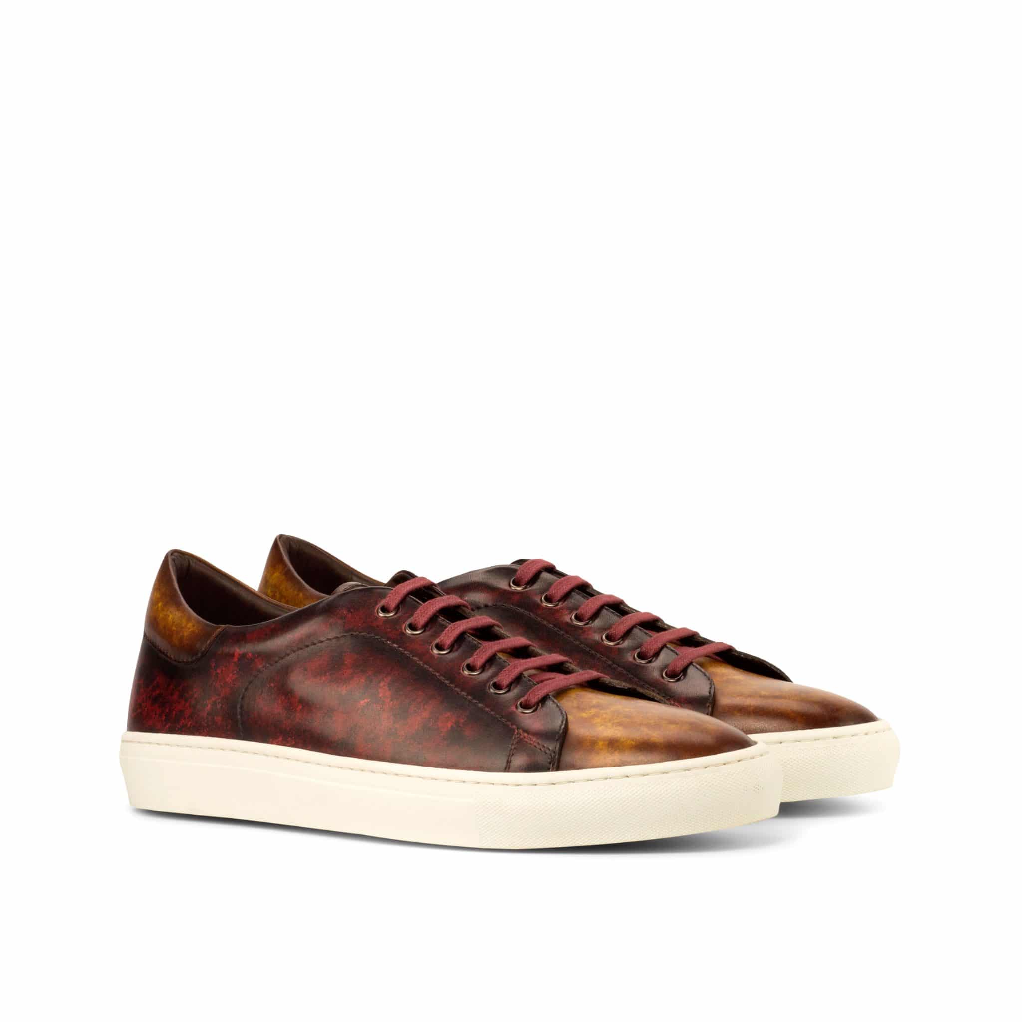 Vellano Robert Tan Toe Maroon Earth Brown Patina Low Top Sneaker