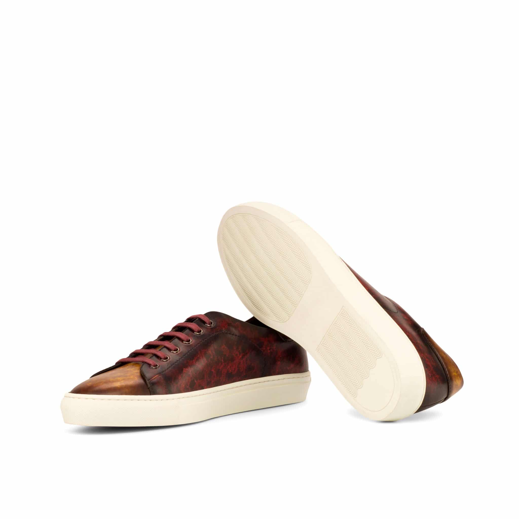 Vellano Robert Tan Toe Maroon Earth Brown Patina Low Top Sneaker