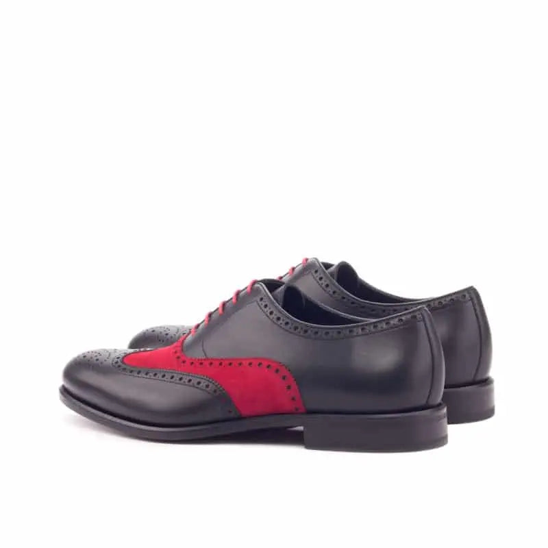 Vellano Black Red Suede Brogue Dress Shoe