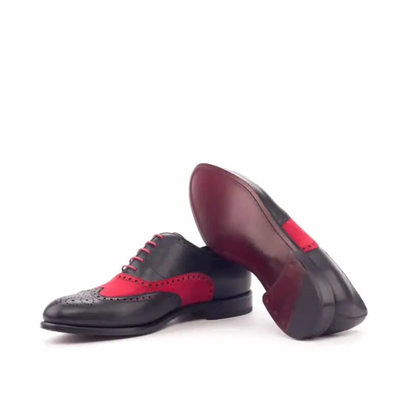 Vellano Black Red Suede Brogue Dress Shoe
