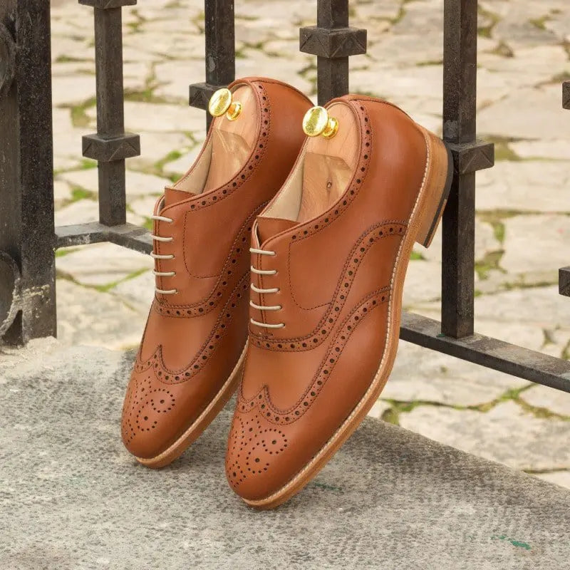 Vellano Tan Round Toe Brogue Shoe