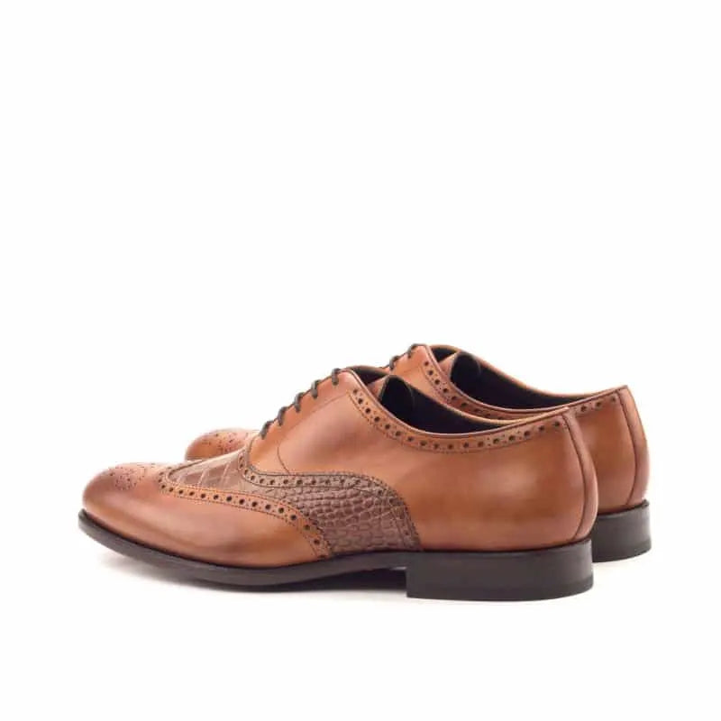 Vellano John Tan Croco Brogue Leather Shoe
