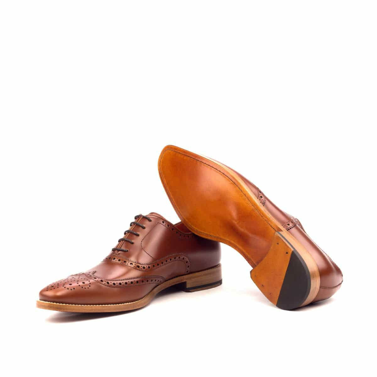 Vellano Tan Flat Toe Brogue Dress Shoe
