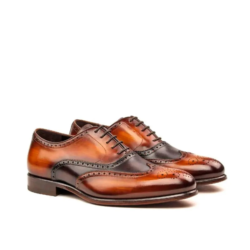Vellano Brown Tan Handpainted Brogue Shoe