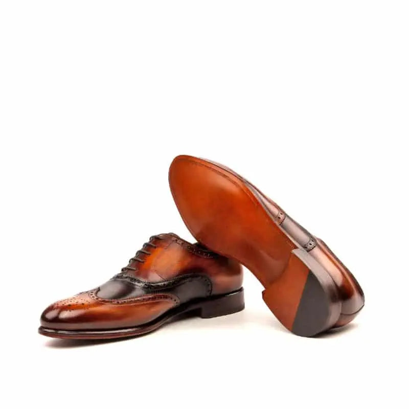 Vellano Brown Tan Handpainted Brogue Shoe
