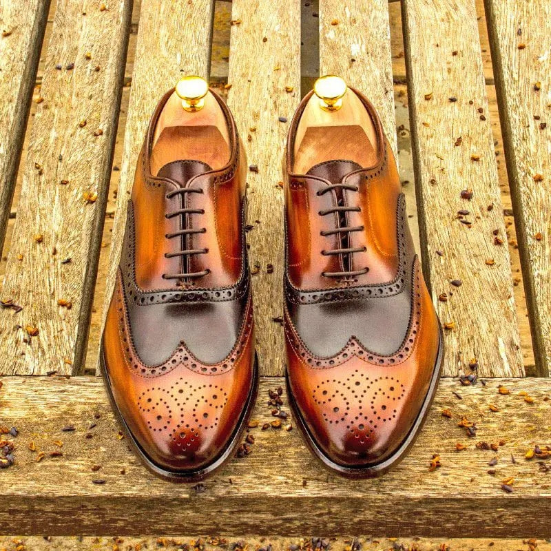 Vellano Brown Tan Handpainted Brogue Shoe