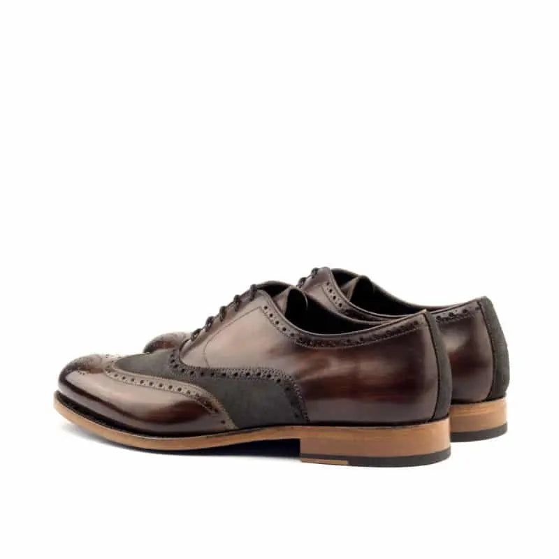 Vellano Martin Full Brogue Shoe – Brown & Grey Suede