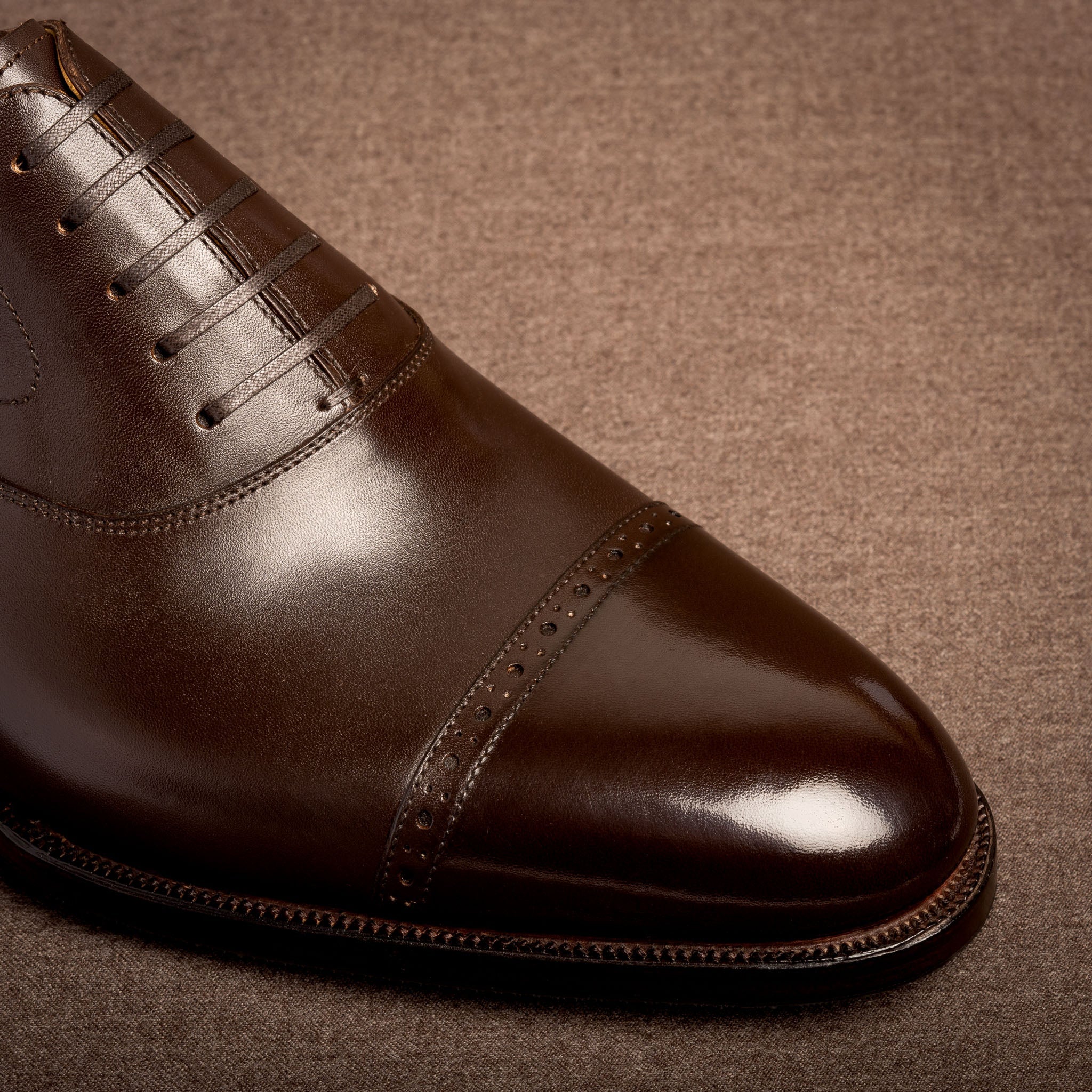 Raj Singhs Classic Oxford Cap Toe in Dark Brown – Italian Leather Elegance