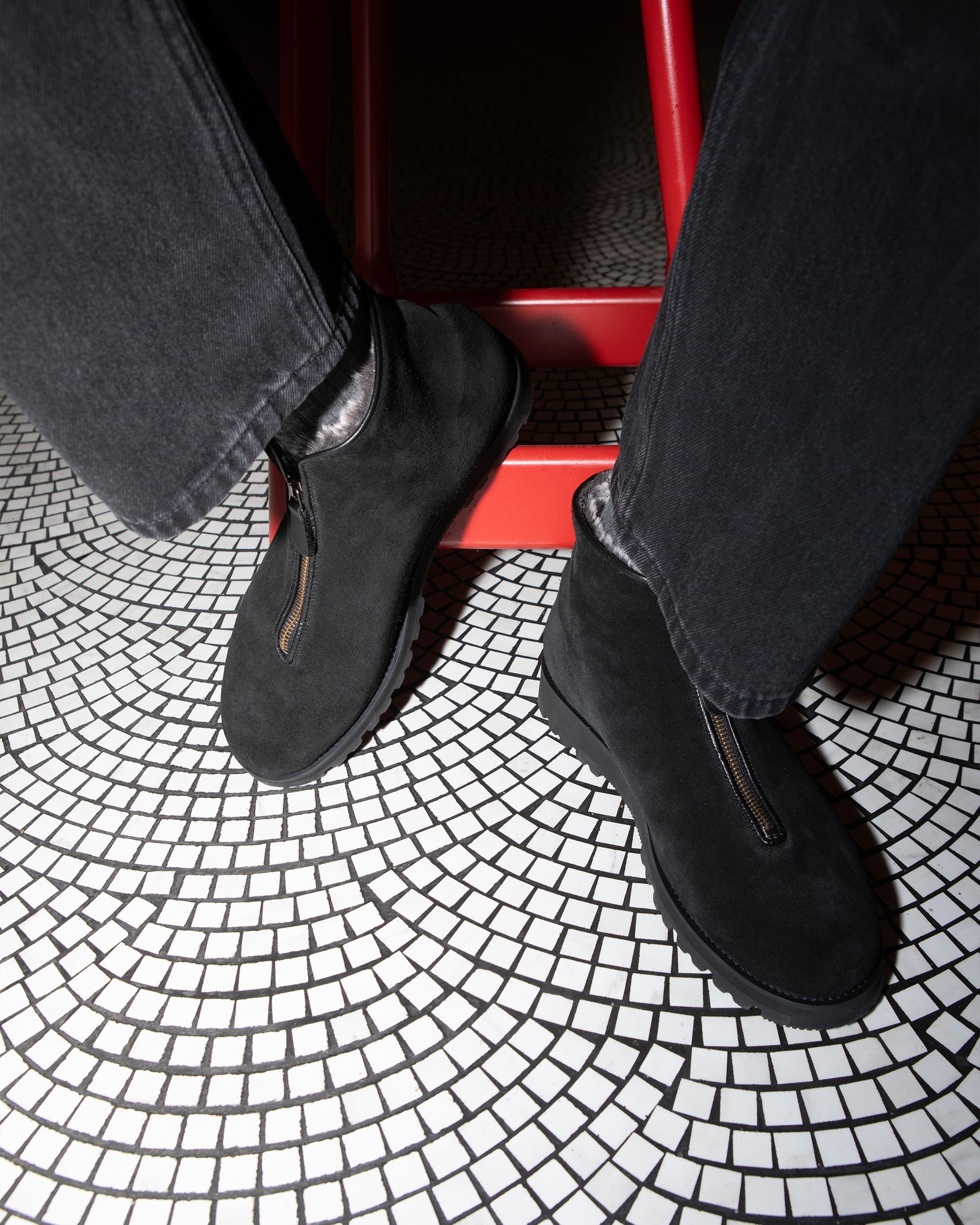 Vellano Funas Black Suede Zipper Boot