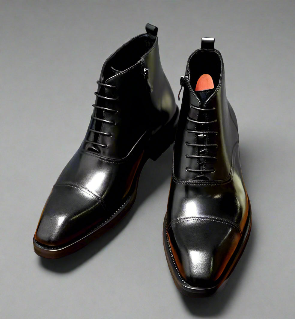 Vellano GraniteTrek Lace Up Leather Ankle Boots for Men with Rugged Grip and Comfort