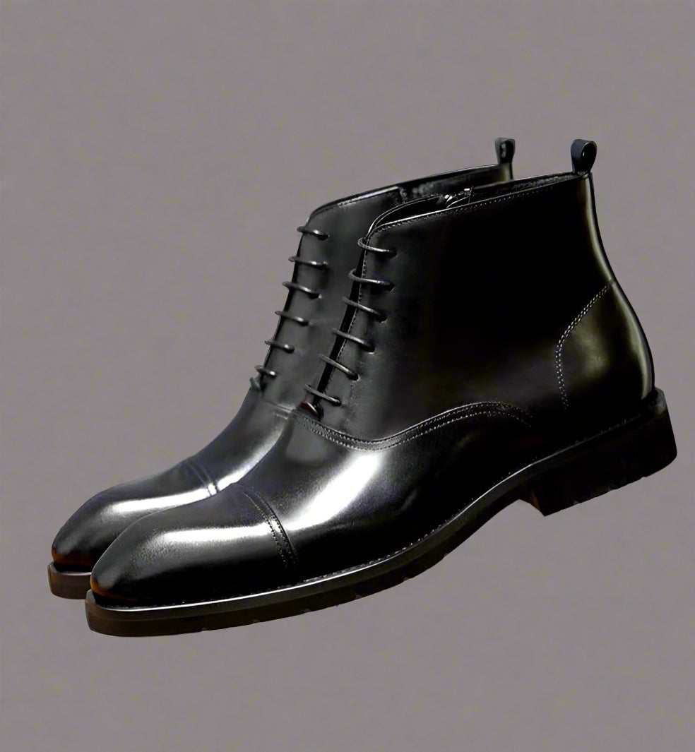 Vellano GraniteTrek Lace Up Leather Ankle Boots for Men with Rugged Grip and Comfort
