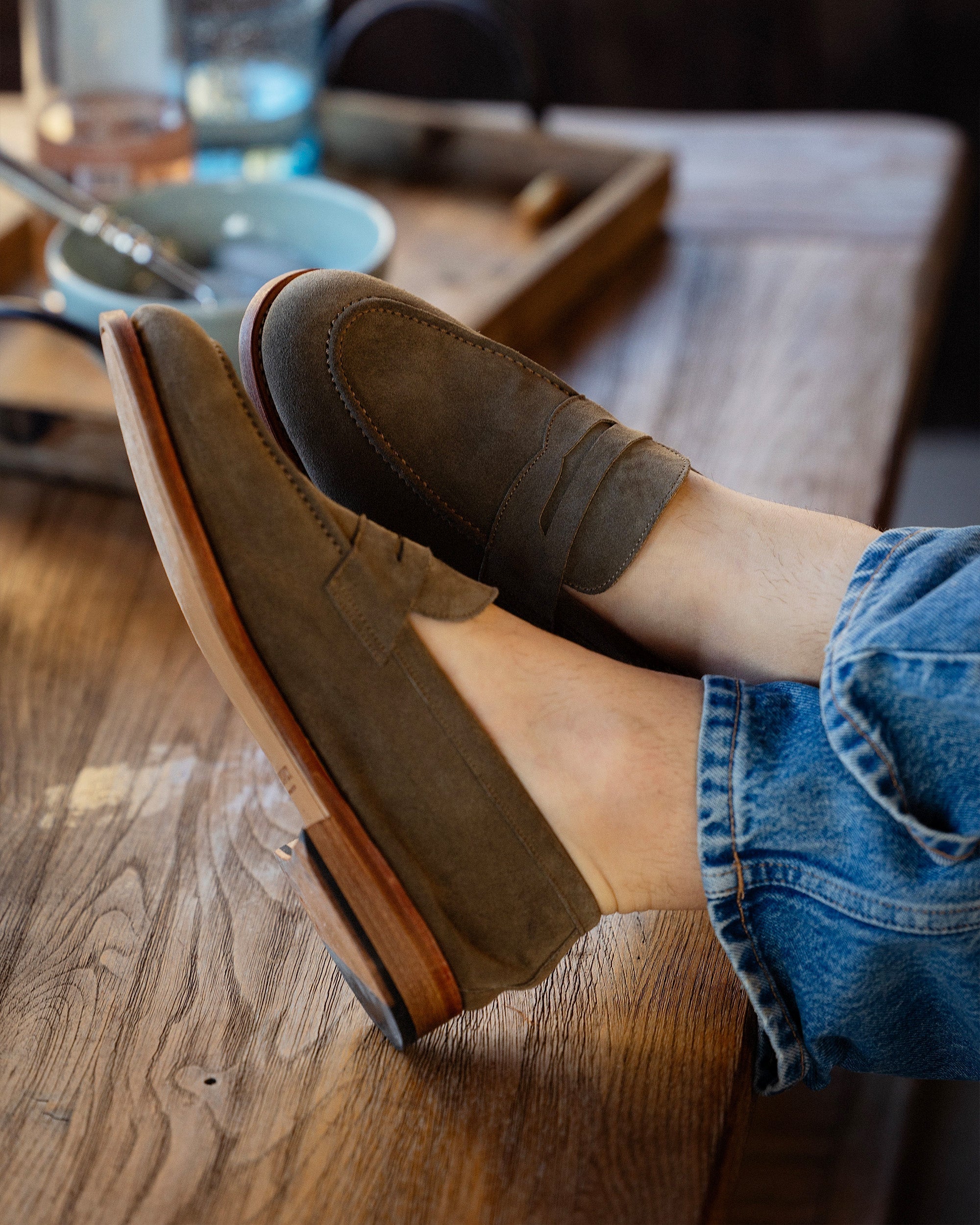 Vellano Lysekil Green Suede Loafer